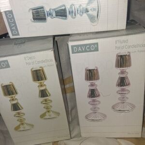 3 PAIR OF STUNNING "DAVCO" VACUUM PLATED CANDLESTICK HOLDERS. 8 INCHES.
